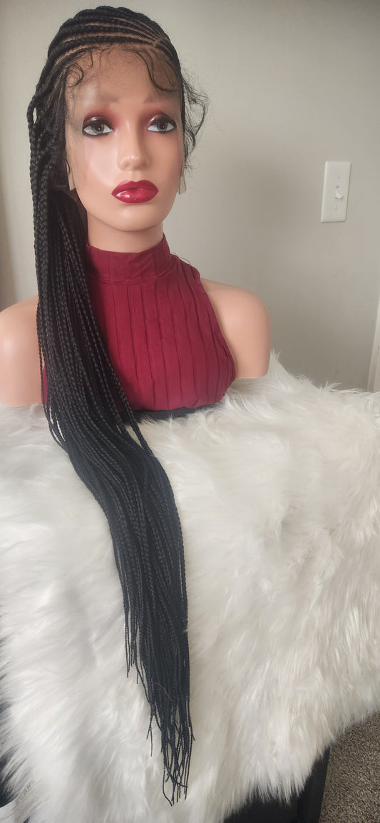MartBeauty LLC Full Lace 36 inch Braided Cornrow Wig – Synthetic Long Braids