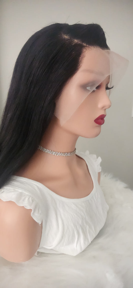 MartBeauty LLC Straight Wig 13x4 Transparent Lace Glueless Pre-Cut – 16 Inch, 180% Density