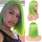 Human Hair Bob Wigs Green Short Bob Wig