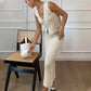 Three-dimensional Flowers Knitted Fitted Waist Sleeveless Waistcoat Vest Two-piece Set
