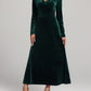 Elegant V-neck Long Sleeved Gold Velvet Evening Dress Women's Clothing - Fashionable And Comfortable Autumn And Winter Party Dress