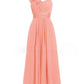 Women's Multi Colored Slanted Neck Sleeveless Strapless Long Dress