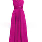 Women's Multi Colored Slanted Neck Sleeveless Strapless Long Dress