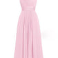 Women's Multi Colored Slanted Neck Sleeveless Strapless Long Dress