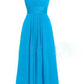 Women's Multi Colored Slanted Neck Sleeveless Strapless Long Dress
