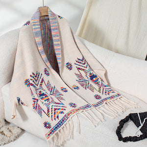 Women's Pop Geometric Jacquard Ethnic Style Tassel Shawl