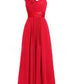 Women's Multi Colored Slanted Neck Sleeveless Strapless Long Dress