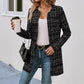 Casual Elegant Plaid Cardigan Crew Neck Coat