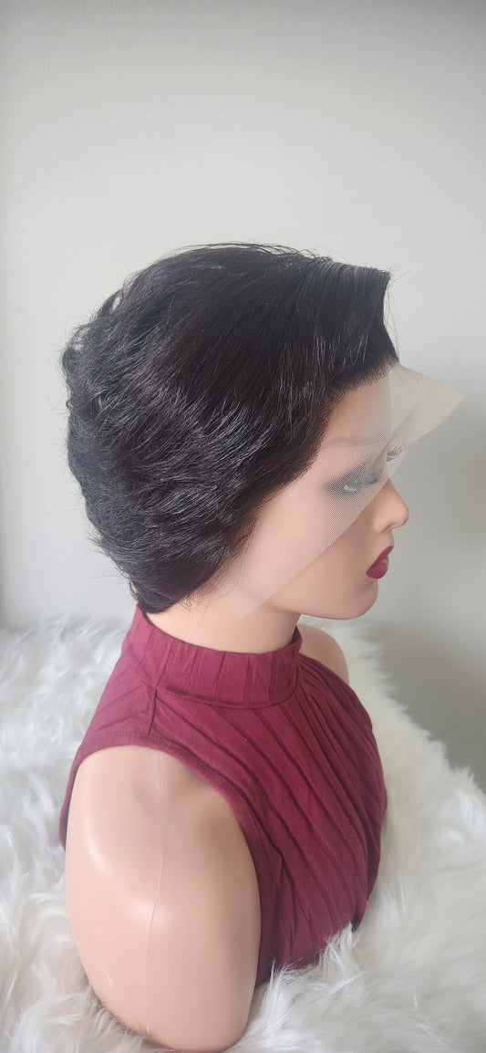 Martbeauty LLC pixie wig side view - 180% density human hair