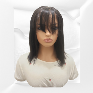 HD Lace Short Bob Wig with Bangs - 9x6 Lace 150% Density Human Hair Wig