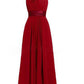 Women's Multi Colored Slanted Neck Sleeveless Strapless Long Dress