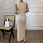 Three-dimensional Flowers Knitted Fitted Waist Sleeveless Waistcoat Vest Two-piece Set