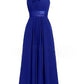 Women's Multi Colored Slanted Neck Sleeveless Strapless Long Dress