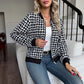Zipper Houndstooth Jacket Loose Slim-fit Casual Shirt