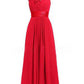 Women's Multi Colored Slanted Neck Sleeveless Strapless Long Dress