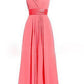 Women's Multi Colored Slanted Neck Sleeveless Strapless Long Dress