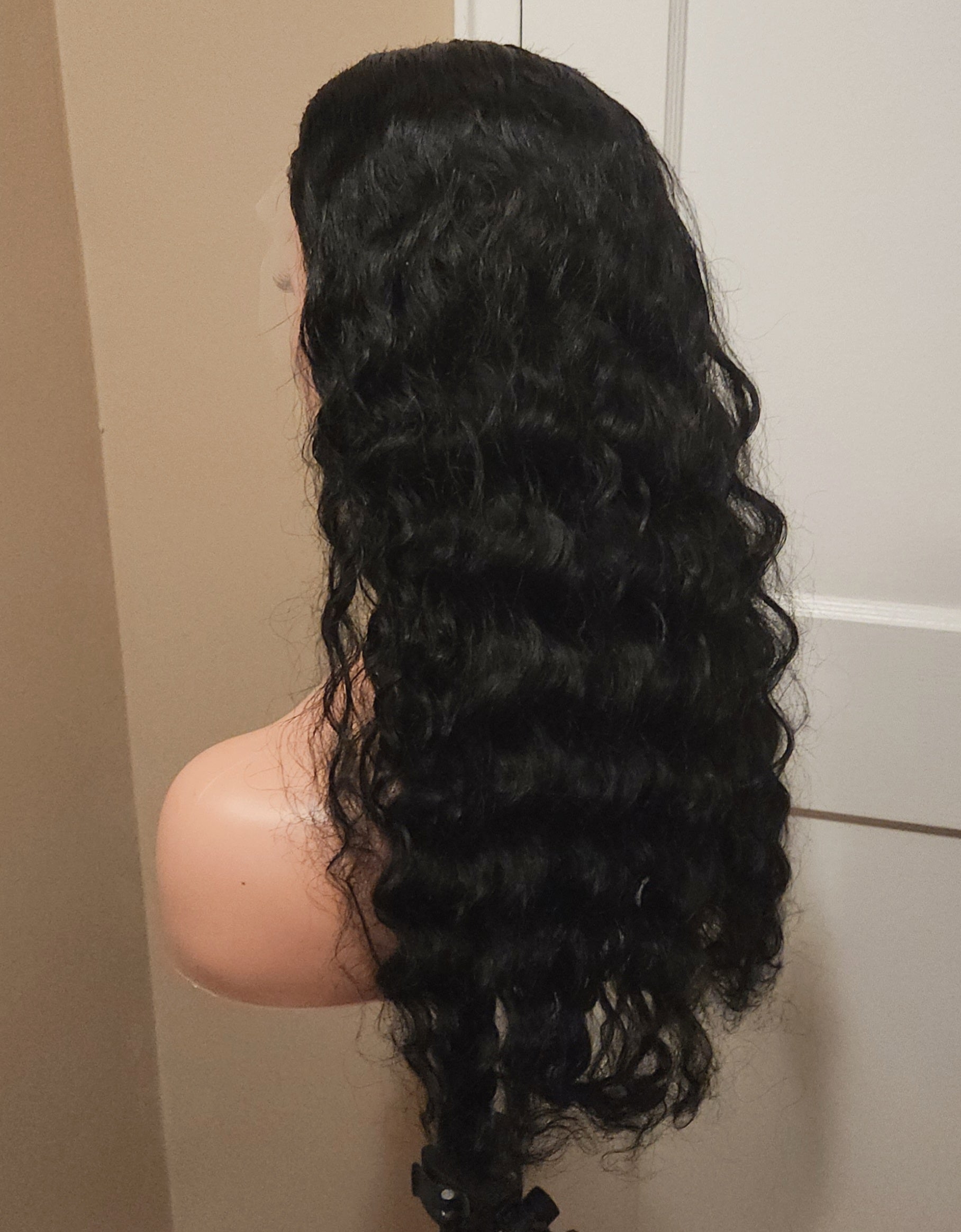 Martbeauty LLC loose deep wave wig side view -  Transparent lace