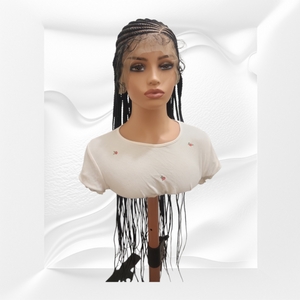 Full Lace Cornrow Braided Wig | Synthetic | Long Braids with Baby Hair | Natural Black | Ready to Wear