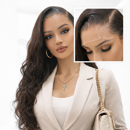 13x6 HD Lace Body Wave Wig | 180% Density | Pre-Plucked Glueless Wig | Natural Black | 22-24 Inch