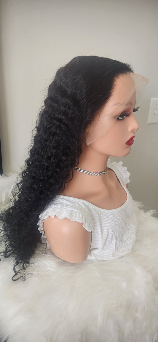 MartBeauty LLC Deep Wave 13x4 Transparent Lace Glueless Wig – 24 Inch, 180% Density, Natural Color